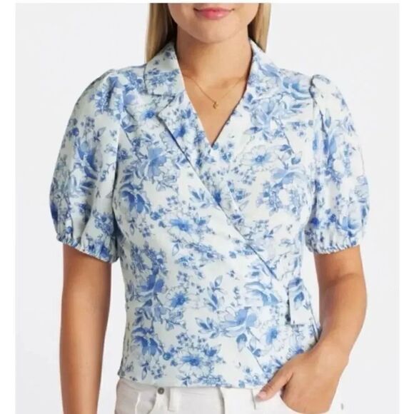 Violets & Roses Oprah Floral Wrap Short Sleeves Peplum SZ 1X #2178 - Picture 1 of 16